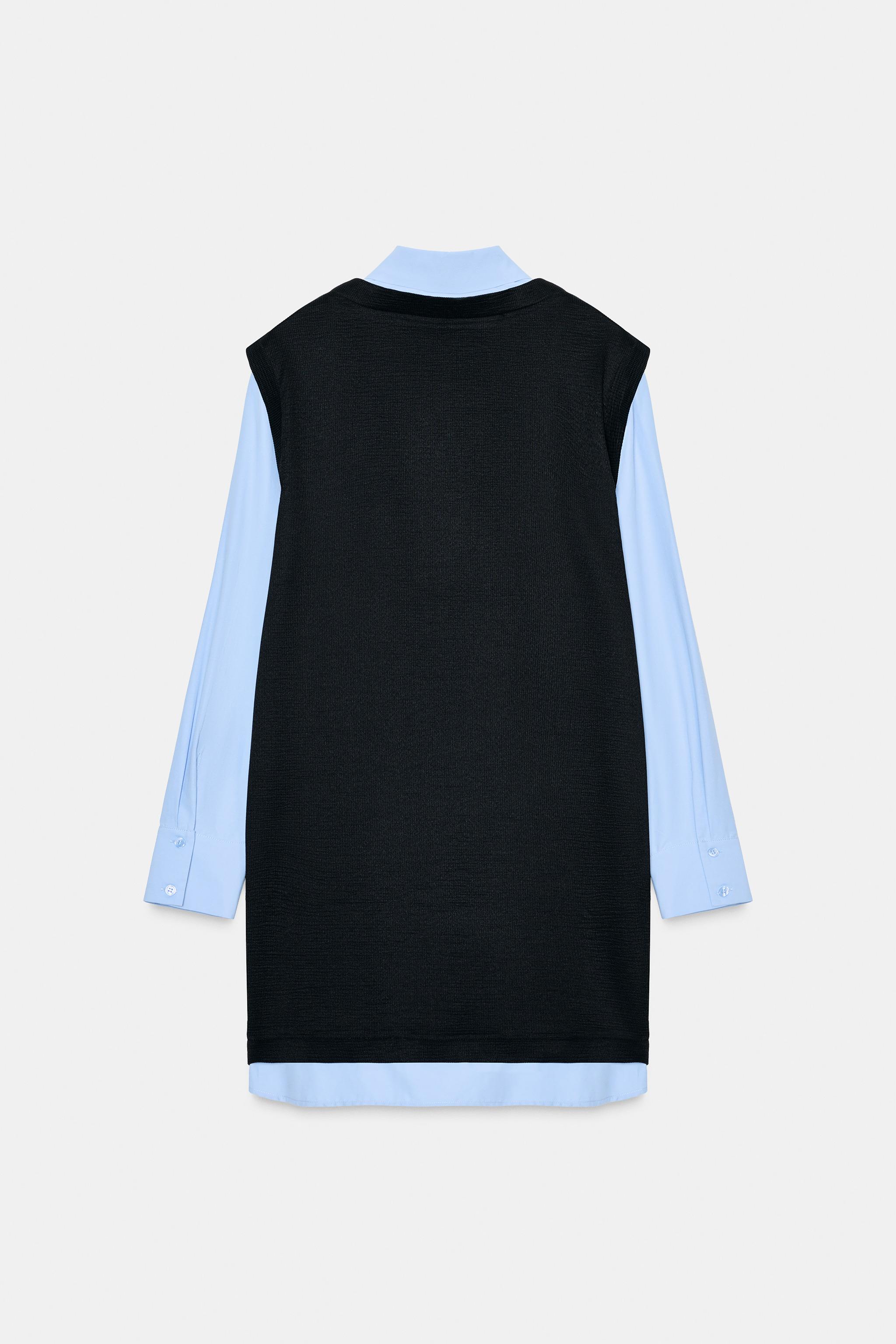 COMBINED POPLIN MINI DRESS